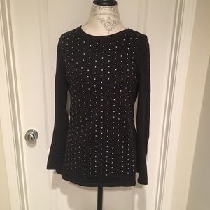 Ann Taylor silver-studded black t-shirt. Large